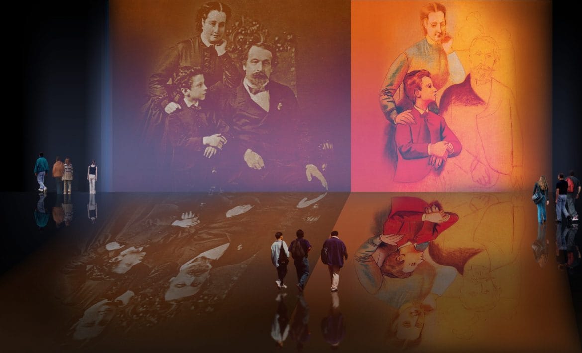 Familia de Napoleón III, fotografía decimonónica (1856), reelaboración de Pablo Picasso (1919).